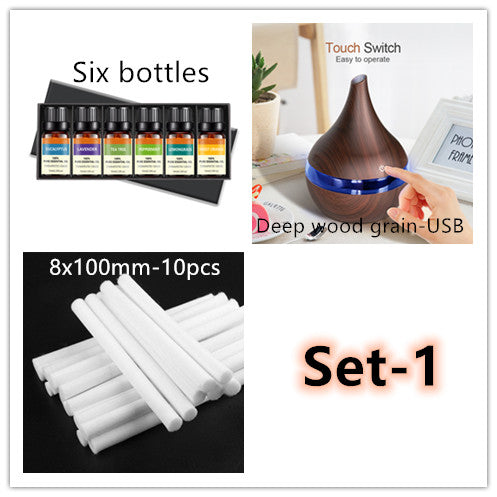 LED Essential Oil Aroma Diffuser with Wood Grain Finish and USB Power