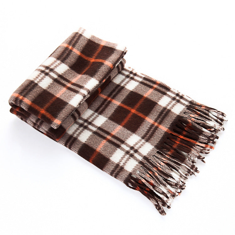 Black and White Plaid Thick Scarf, Warm Double-Sided Velvet