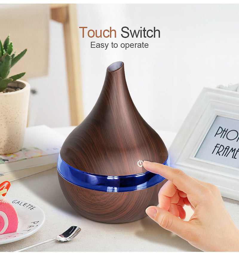 LED Essential Oil Aroma Diffuser with Wood Grain Finish and USB Power