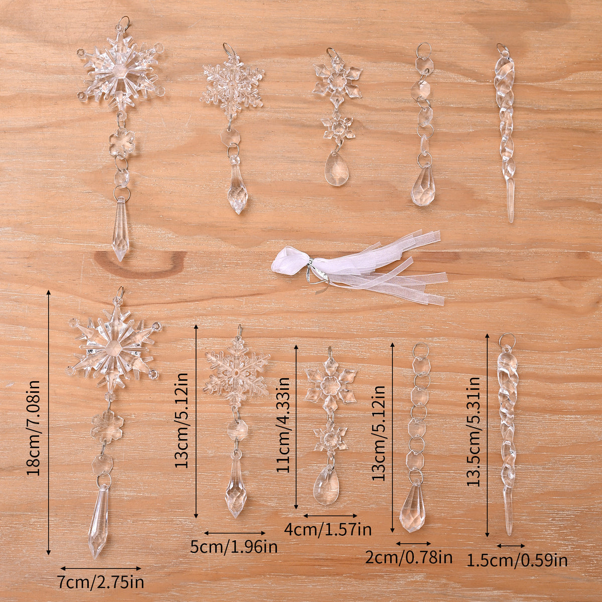 10 Piece Acrylic Ice Strip Christmas Tree Hanging Pendants