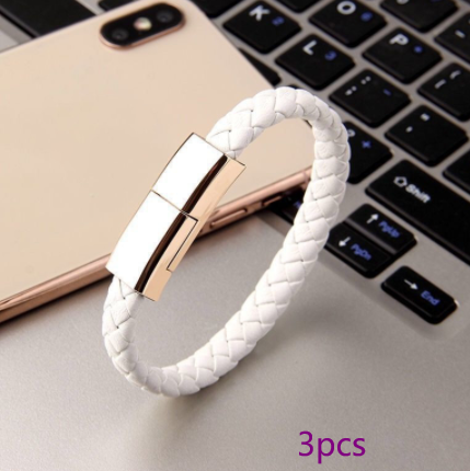 Leather Bracelet Charging Cable, Wearable USB Data Cord