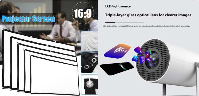 Portable Mini Projector For Home Use, 180 Degree Angle