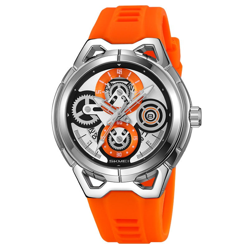 Men's Quartz Watch with Colourful Strap and Black or Silver Case