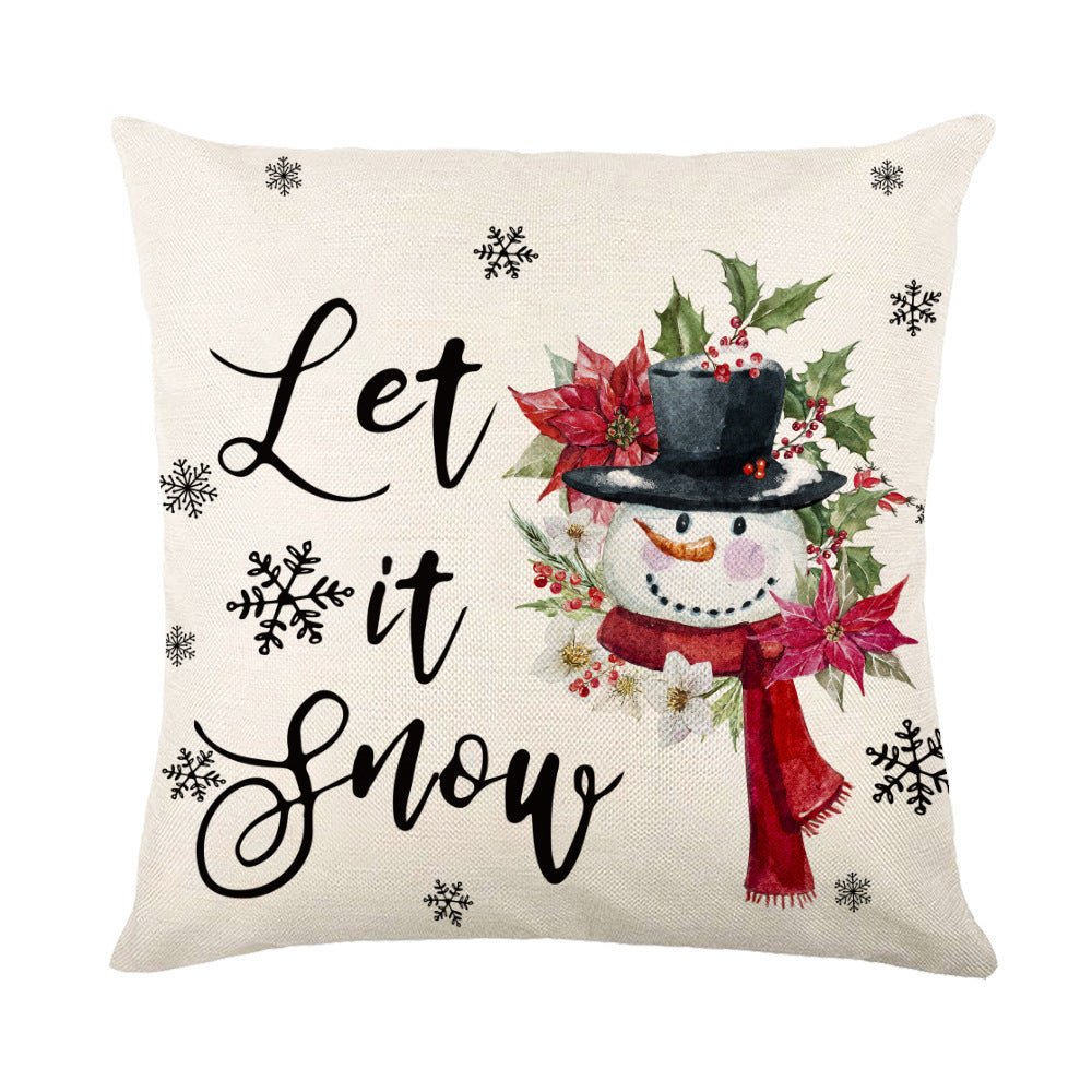 Christmas Pillow Covers for Sofa Square Throw Snow Stamping