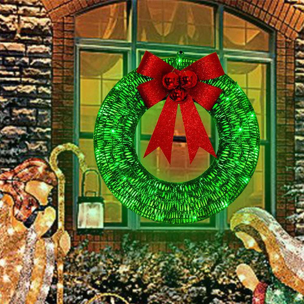 50cm Christmas Garland with Warm LED Lights and Big Bow