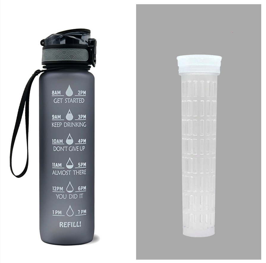 1L Tritan Water Bottle With Time Marker And Flip Cover