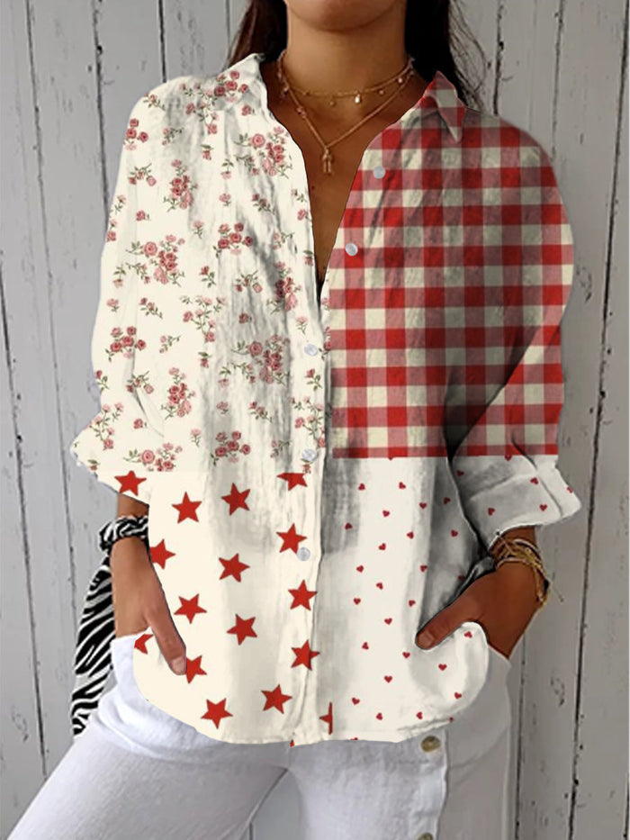 Clementina | Elegancka wielokolorowa bluzka w patchwork