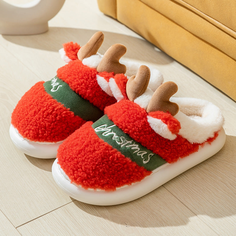Christmas Elk Slippers Cosy Slip-On House Shoes for Winter