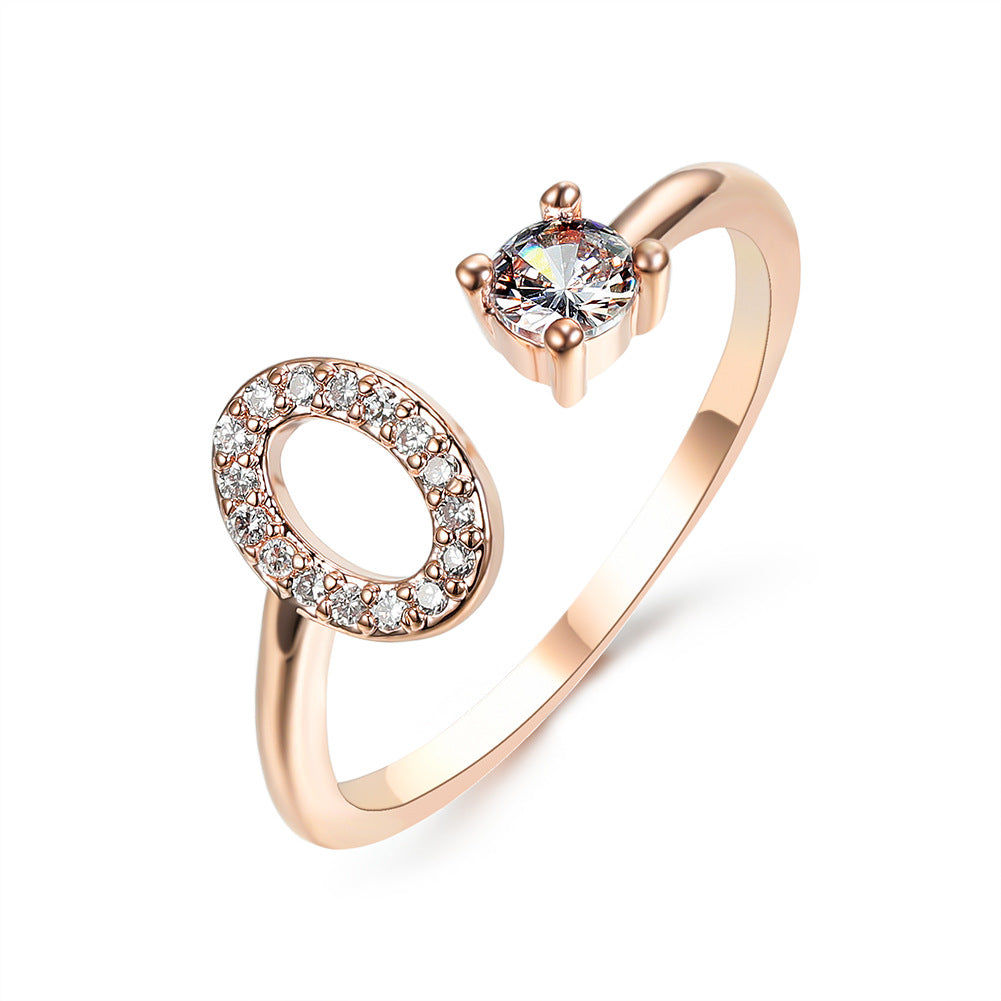 Adjustable Initial Letter Ring In Gold, Silver Or Rose Gold