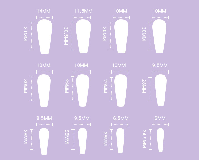 Press-On Soft False Nails, Finished Wearable Nails in Blue, Purple and Pink