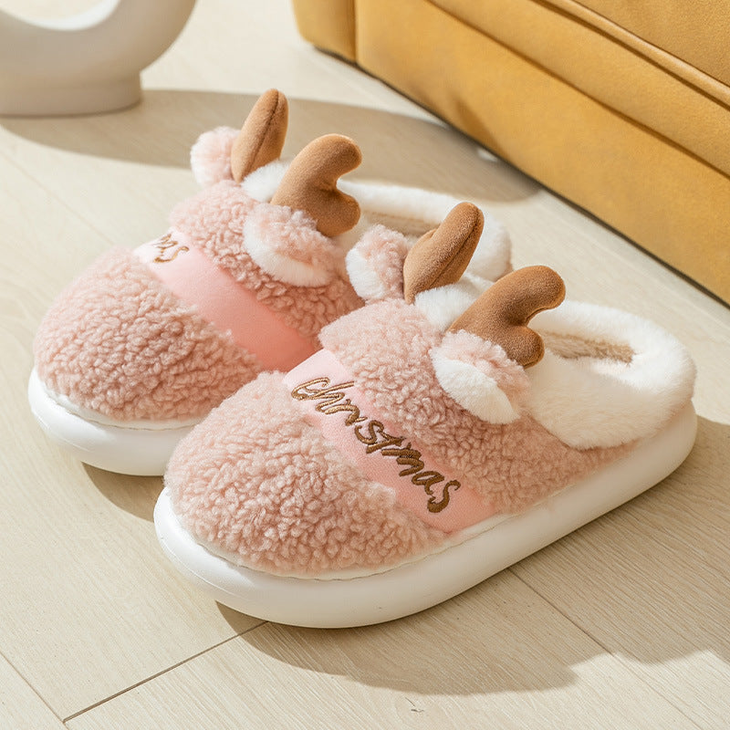 Christmas Elk Slippers Cosy Slip-On House Shoes for Winter
