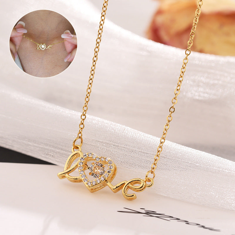 Gold Titanium Steel Clavicle Chain Necklace, Valentine's Gift