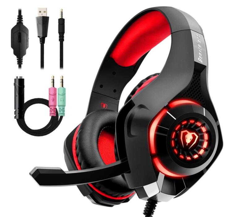 Gaming Headset with Mic, Deep Bass Stereo and LED Lights