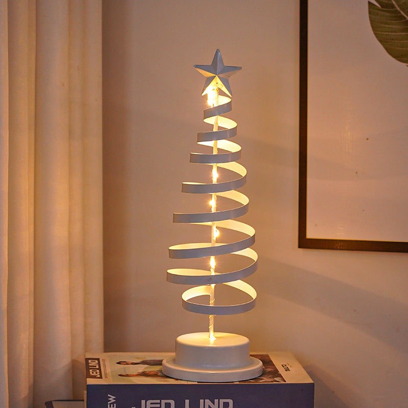 LED Christmas Tree Spiral Light Wrought Iron Table Ornament