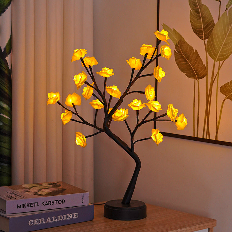 USB Rose Table Lamp with Fairy Lights for Romantic Home Decor