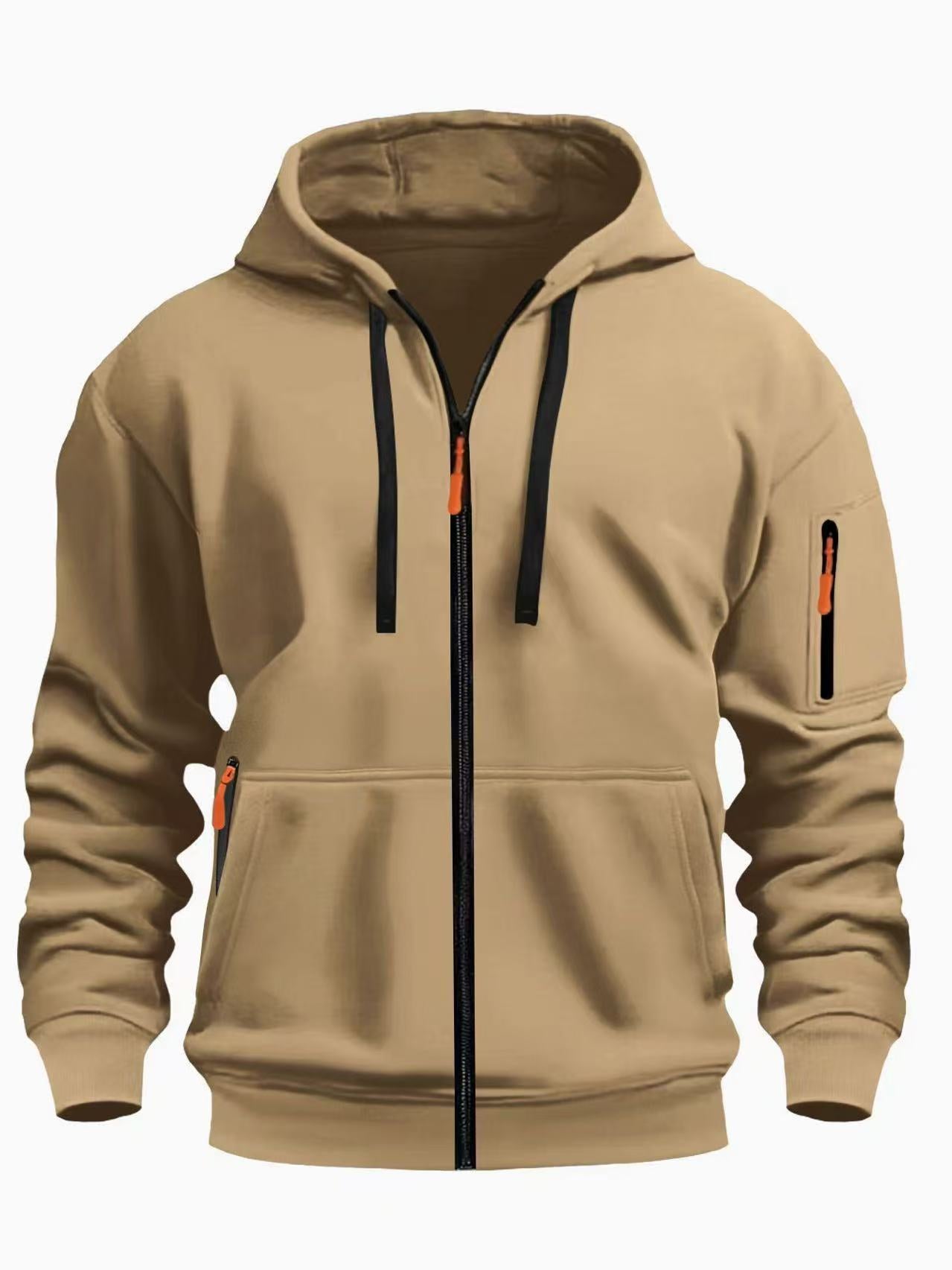 Men's Zipper Hooded Sweatshirt Cardigan Coat for Sports and Casual Wear