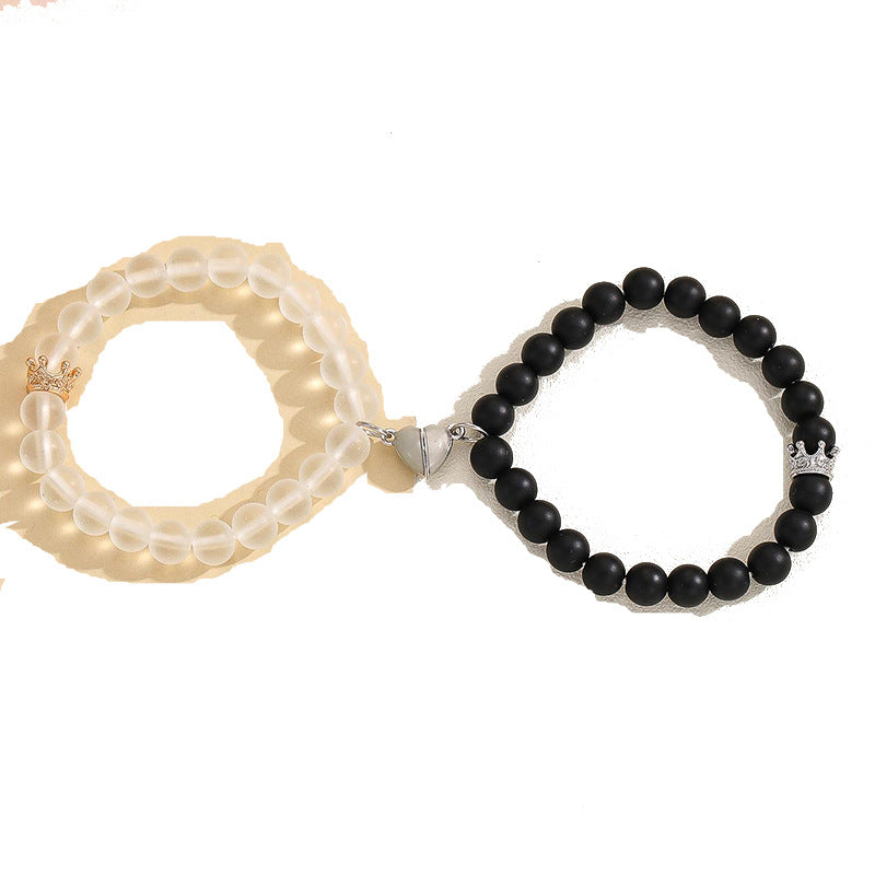 Handmade Crown Charm Couple Bracelets, Luminous Glow In The Dark