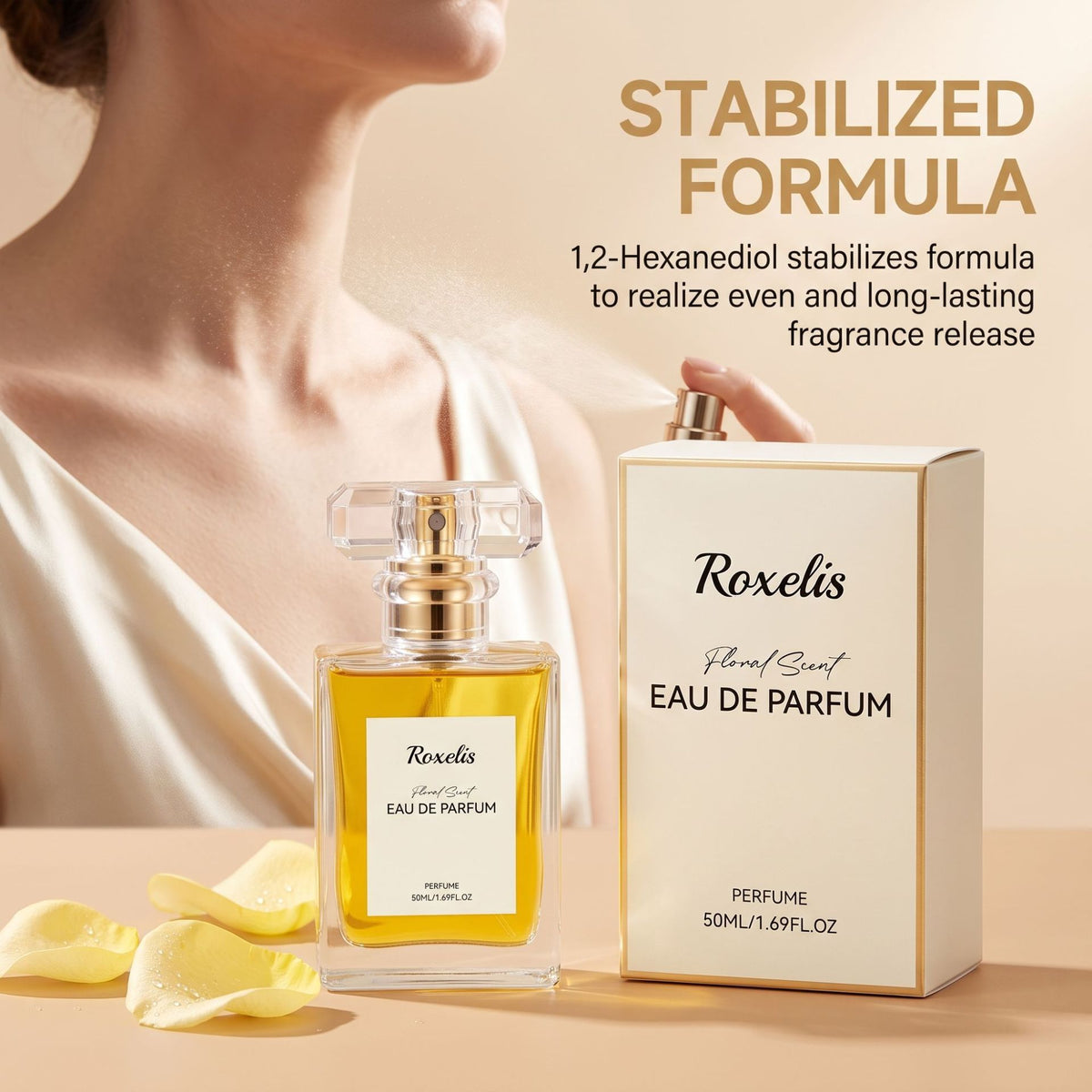 Luxury Women's Perfume with Rose Scent, 50ml Spray