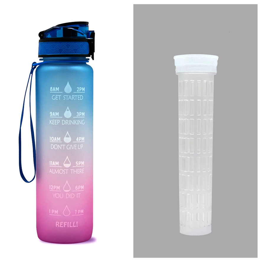 1L Tritan Water Bottle With Time Marker And Flip Cover