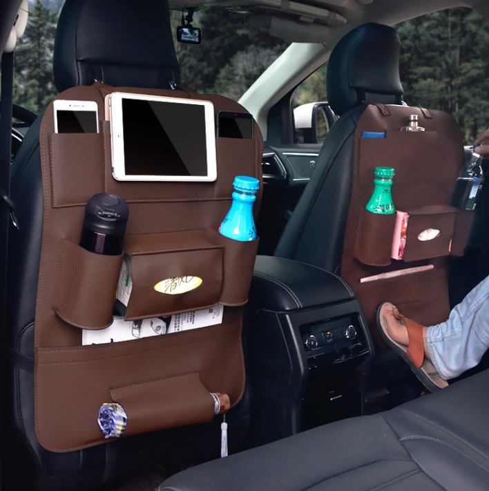 Universal PU Leather Car Seat Back Organiser, 58cm x 41cm Storage