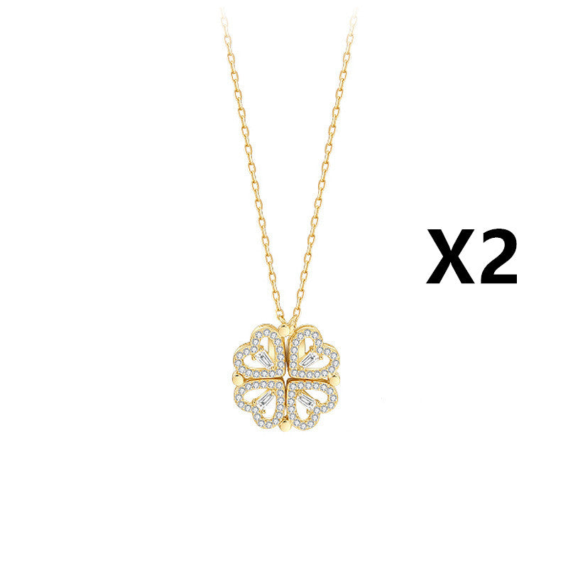 Detachable Four-Leaf Clover Necklace for Women, Multi-Wear Style