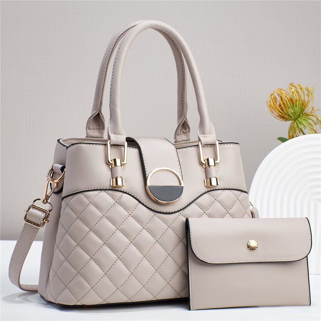 Quilted Minimalist Large Tote Shoulder Bag In PU Leather