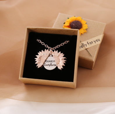 You Are My Sunshine Sunflower Necklace for Women and Men with Gift Box