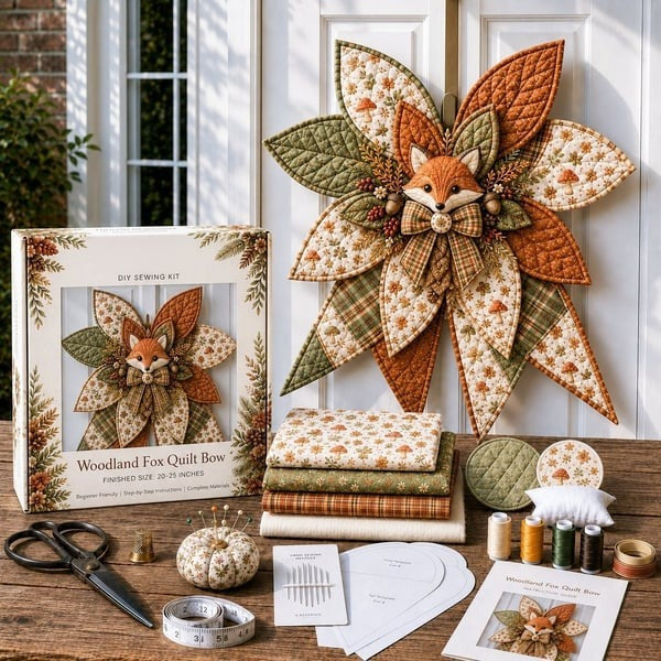 DIY Oversized Quilted Bow Sewing Kit, Fabric Craft Set
