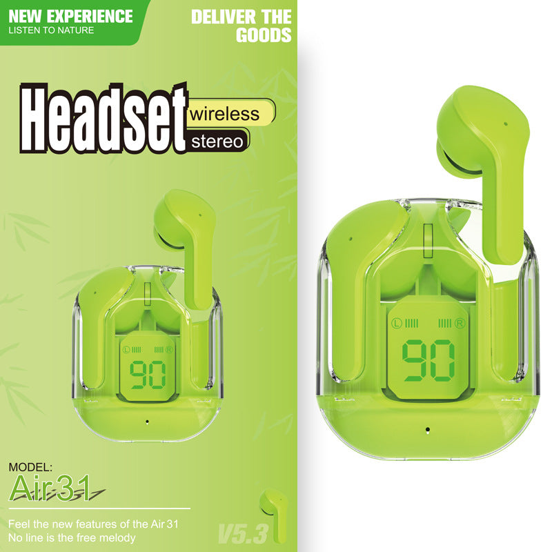 Mini Transparent Wireless Earbuds With LED Power Display