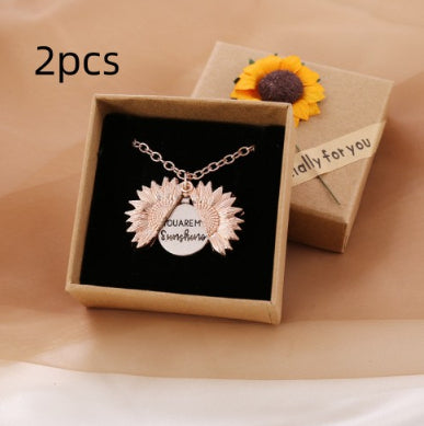 You Are My Sunshine Sunflower Necklace for Women and Men with Gift Box