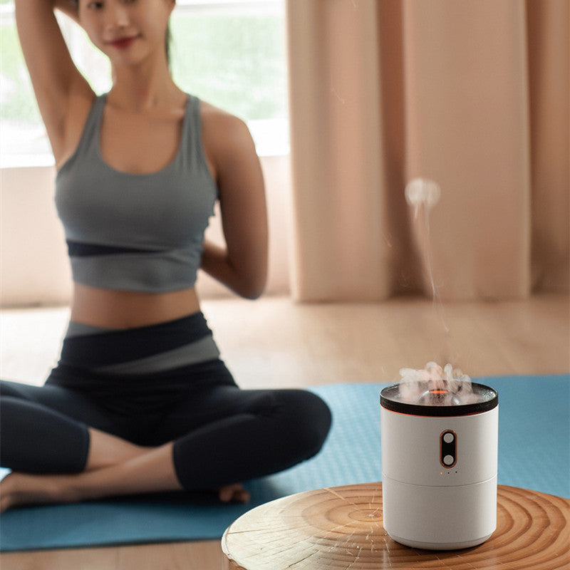 Volcanic Flame Aroma Diffuser With Jellyfish Air Humidifier Light