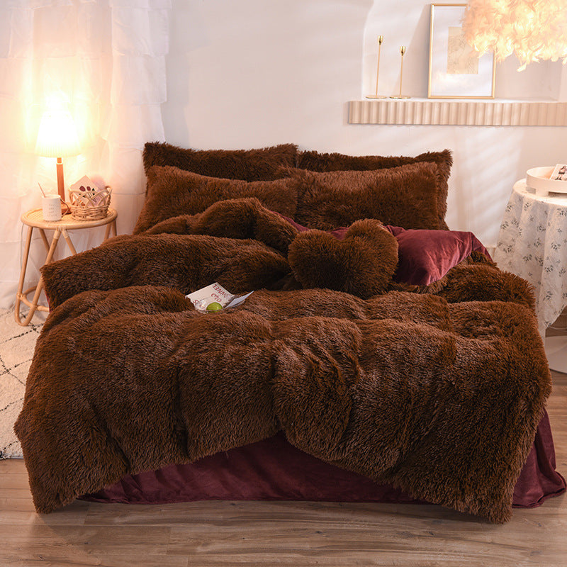 Luxury Thick Fleece Duvet Cover Set, Warm Winter Bedding