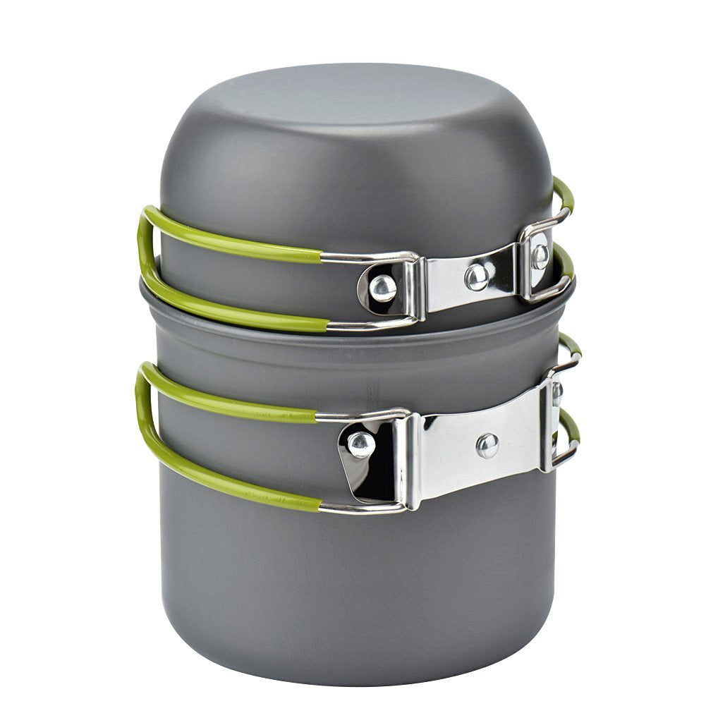 Aluminium Camping Cookware Set, Anodised Pots and Pans for Outdoors