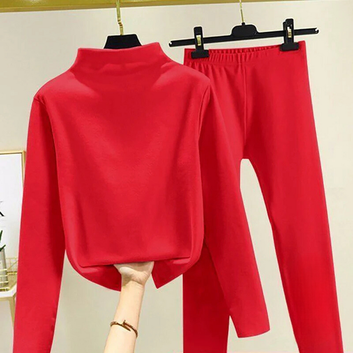 Damski dwuczęściowy dres z golfem - bluza wkładana przez głowę i spodnie
