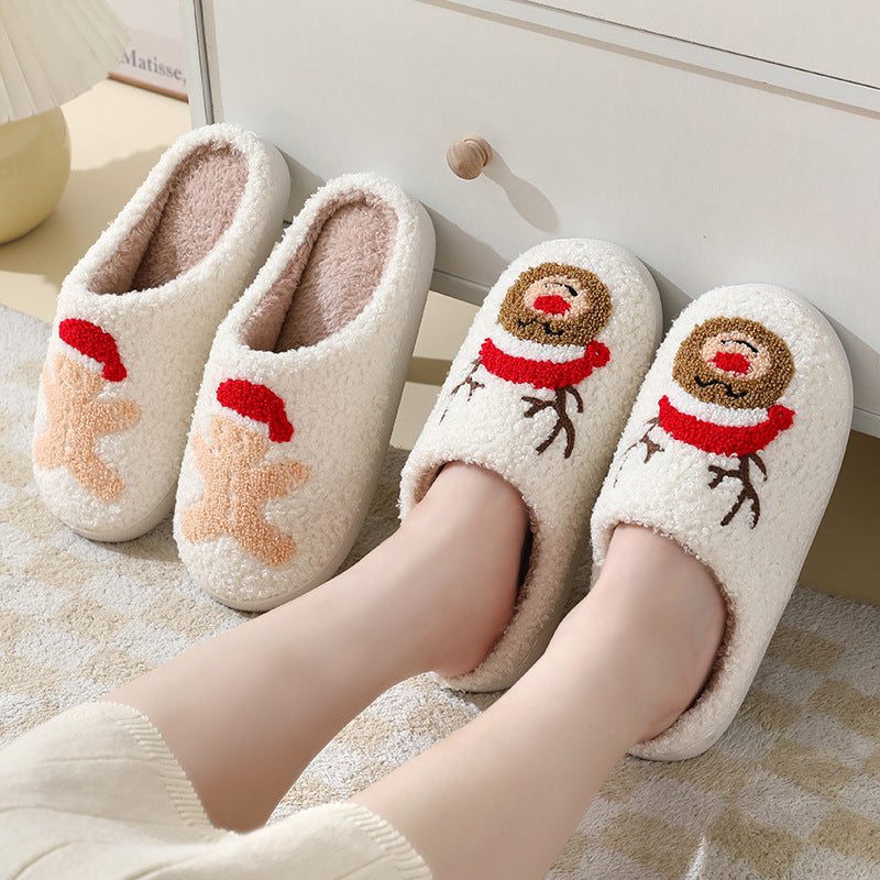 Cartoon Christmas Cotton Slippers for Women and Men