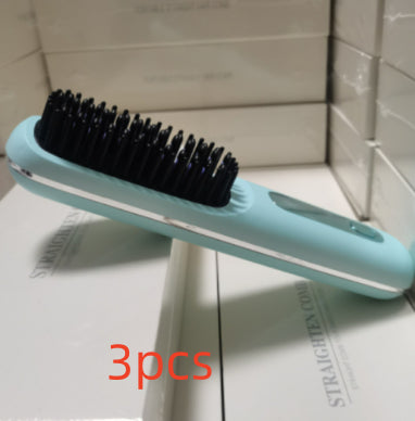2-in-1 Cordless Hair Straightener Brush, USB Rechargeable