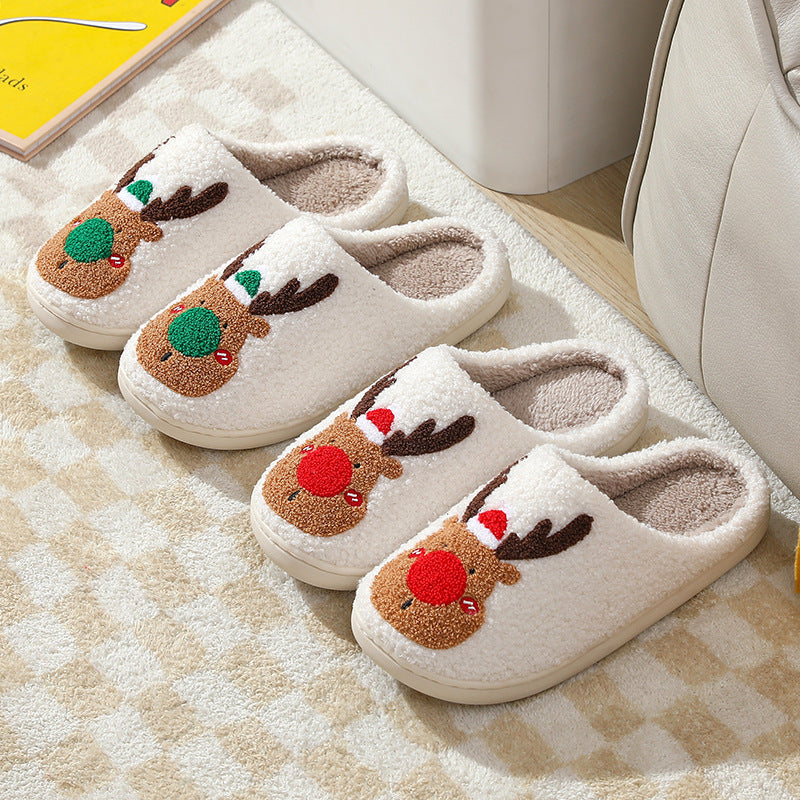 Christmas Elk Slippers Soft Cosy Slip-On House Shoes