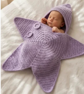 Crocheted Star Baby Sleeping Bag Bodysuit For Newborns