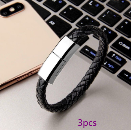 Leather Bracelet Charging Cable, Wearable USB Data Cord