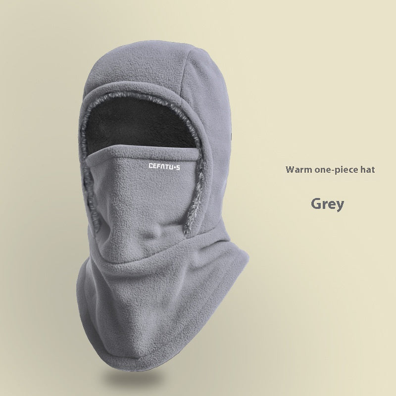 Winter Fleece Hooded Scarf With Face Cover, Windproof