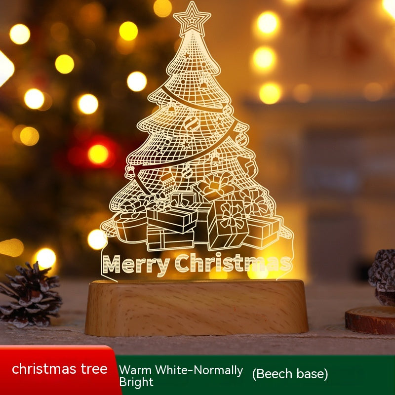 3D Acrylic LED Night Light Christmas Lamp with Warm Glow
