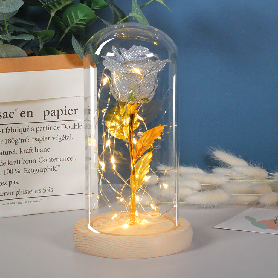 Eternal Rose LED Light In Glass Dome, Romantic Valentine's Gift