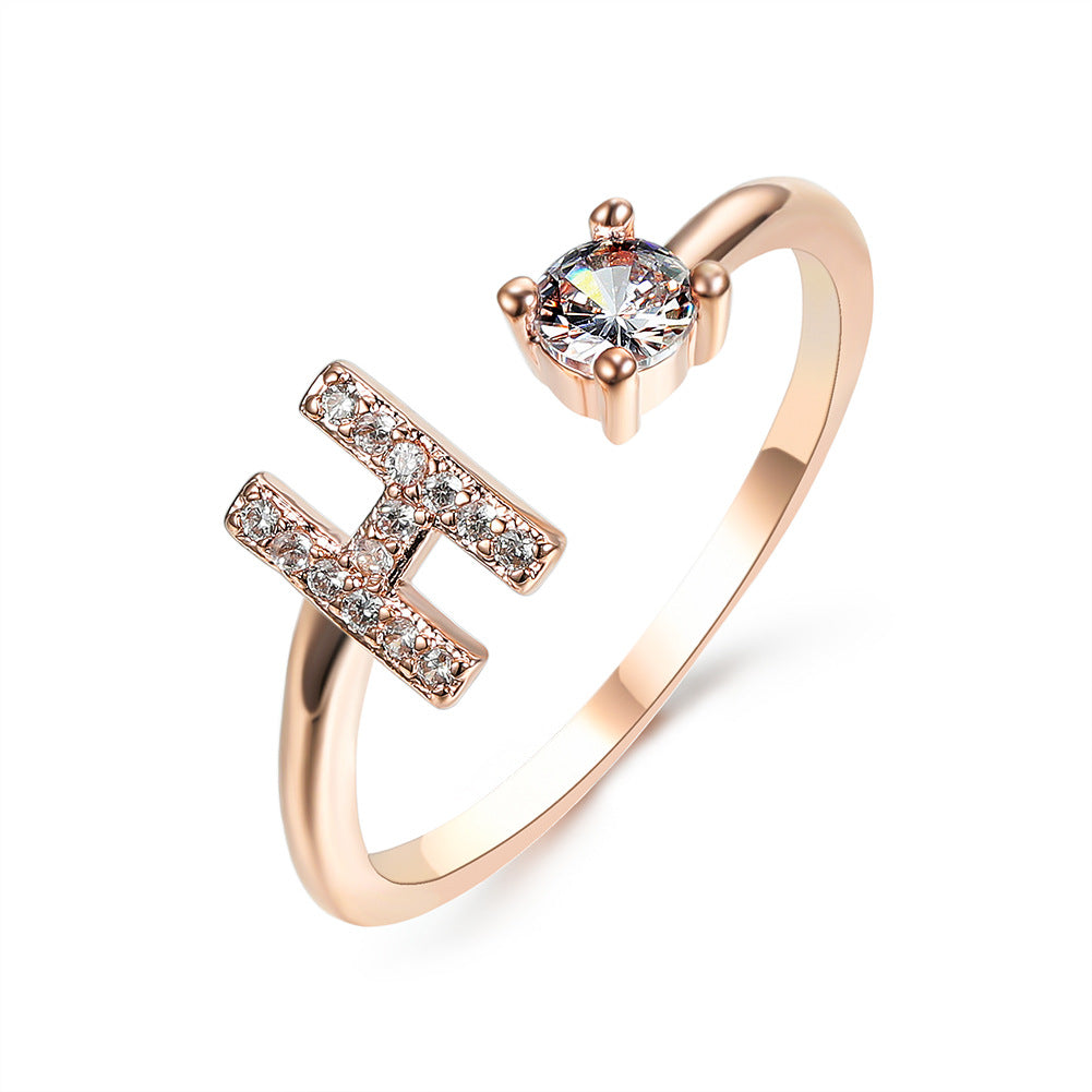 Adjustable Initial Letter Ring In Gold, Silver Or Rose Gold