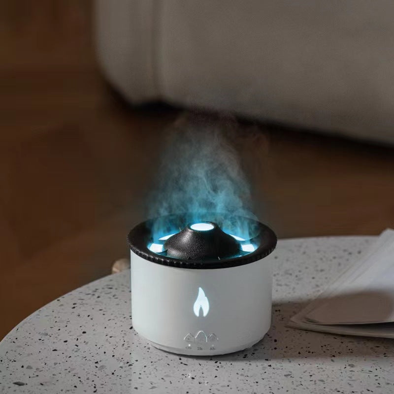 Volcano Flame Aroma Diffuser With Jellyfish Mist And Night Light