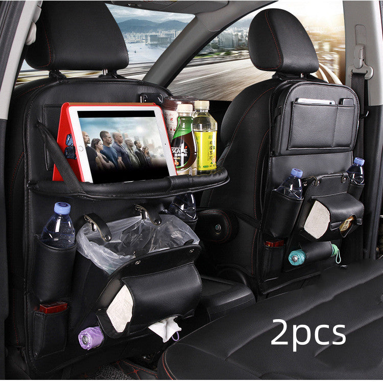 PU Leather Car Seat Back Storage Bag With Multiple Pockets
