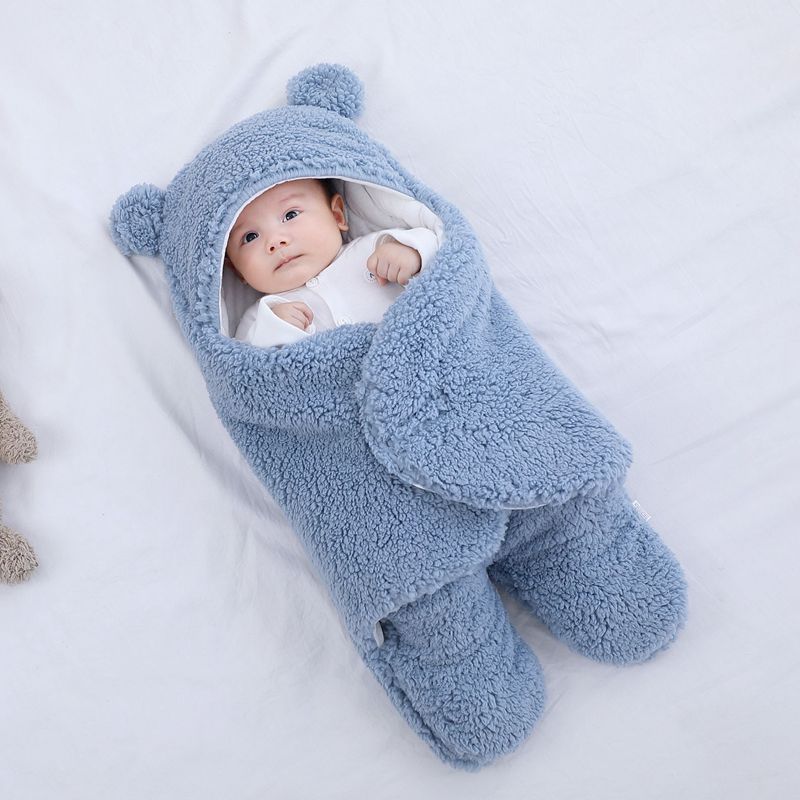 Fleece-Lined Baby Sleeping Bag, Winter Newborn Swaddle