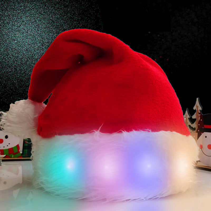 Christmas Hat with LED Lights Plush for Kids and Adults