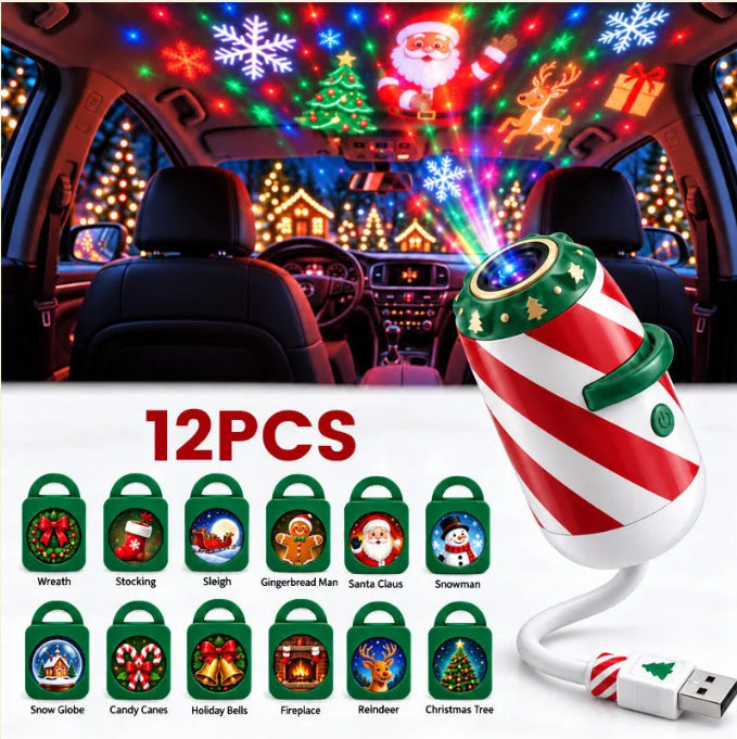 Merry Christmas Car Projector Light with Festive Patterns