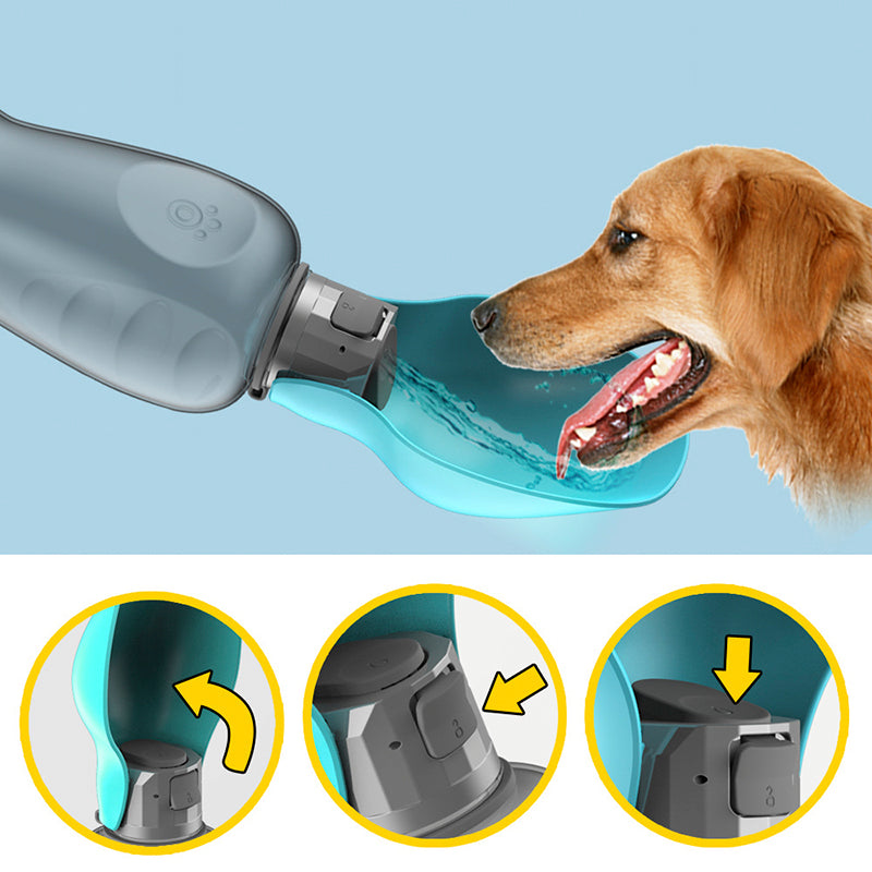 800ml Foldable Dog Water Bottle with Built-In Drinking Bowl
