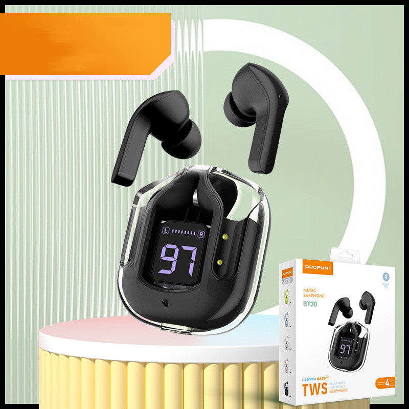 Mini Transparent Wireless Earbuds With LED Power Display